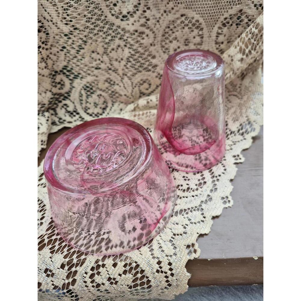 Kosta Boda Mine Bowl & Tumbler in Pink Swirl UHV Glass - Swedish Glass - Picture 2 of 8